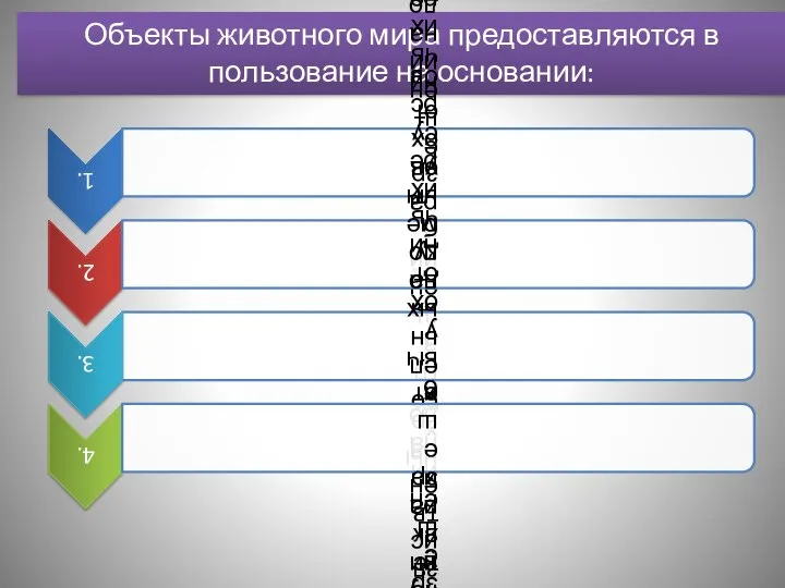 Объекты животного мира предоставляются в пользование на основании: