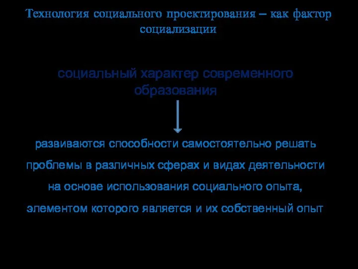 Технология социального проектирования – как фактор социализации социальный характер современного образования развиваются