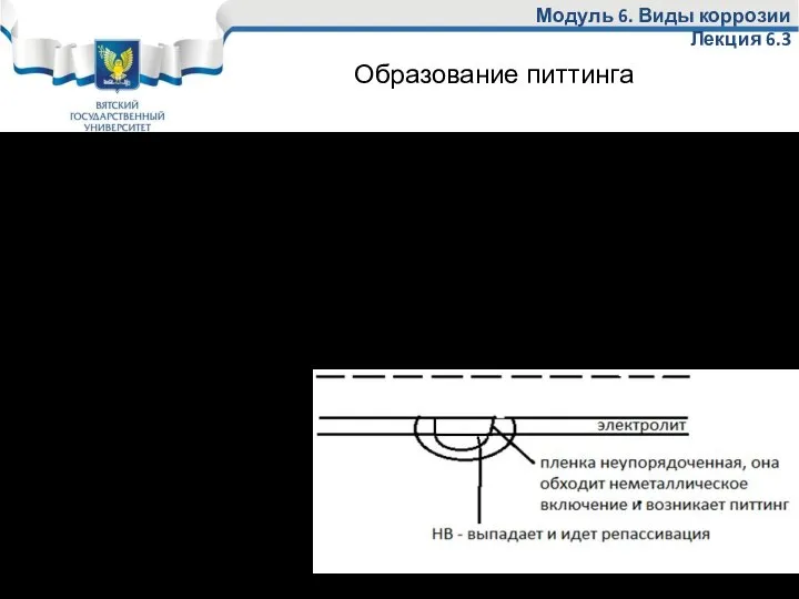 Образование питтинга может происходить за время от нескольких минут до десятков месяцев.