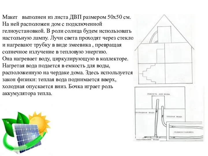 Макет выполнен из листа ДВП размером 50х50 см. На ней расположен дом