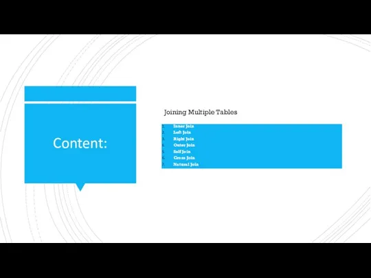 Content: Joining Multiple Tables