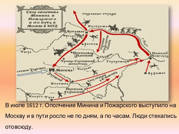 В июле 1612 г. Ополчение Минина и Пожарского выступило на Москву и