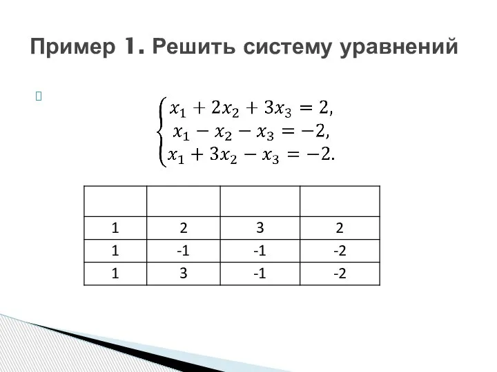 Пример 1. Решить систему уравнений