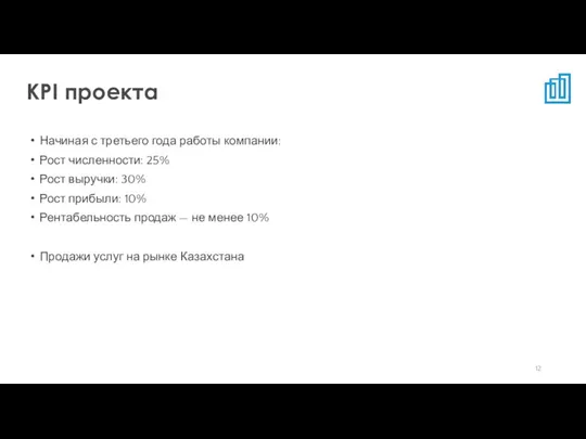 Начиная с третьего года работы компании: Рост численности: 25% Рост выручки: 30%