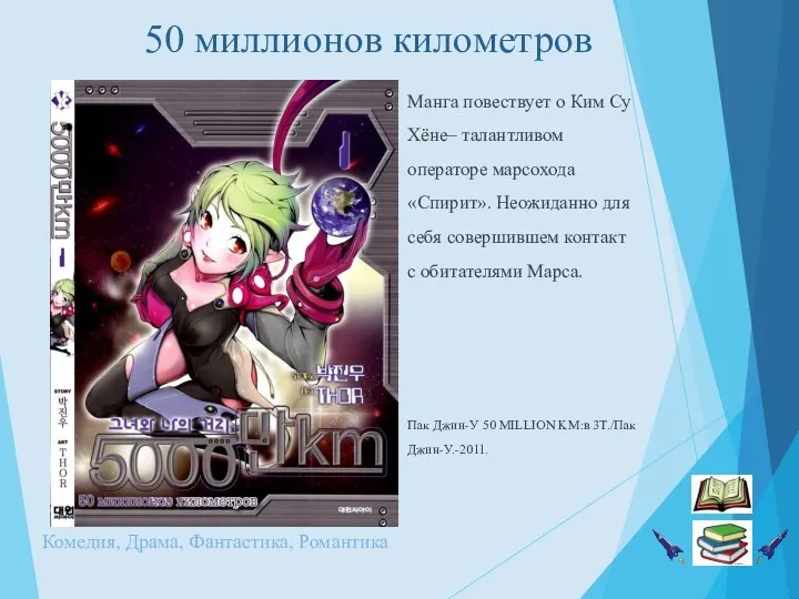 50 миллионов километров Манга повествует о Ким Су Хёне– талантливом операторе марсохода