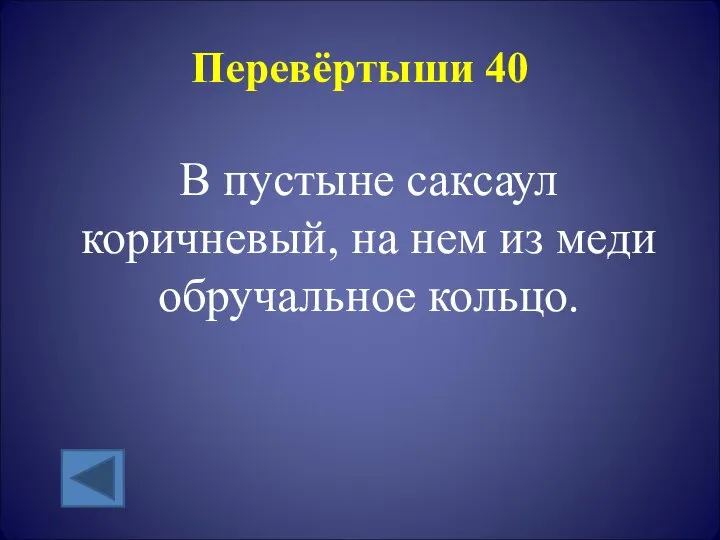 Перевёртыши 40 В пустыне саксаул коричневый, на нем из меди обручальное кольцо.