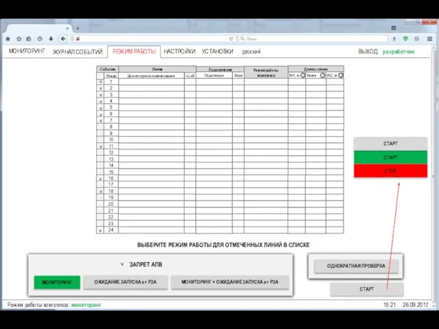 ВЫХОД: разработчик 15:21 26.09.2017 МОНИТОРИНГ ОЖИДАНИЕ ЗАПУСКА от РЗА МОНИТОРИНГ + ОЖИДАНИЕ