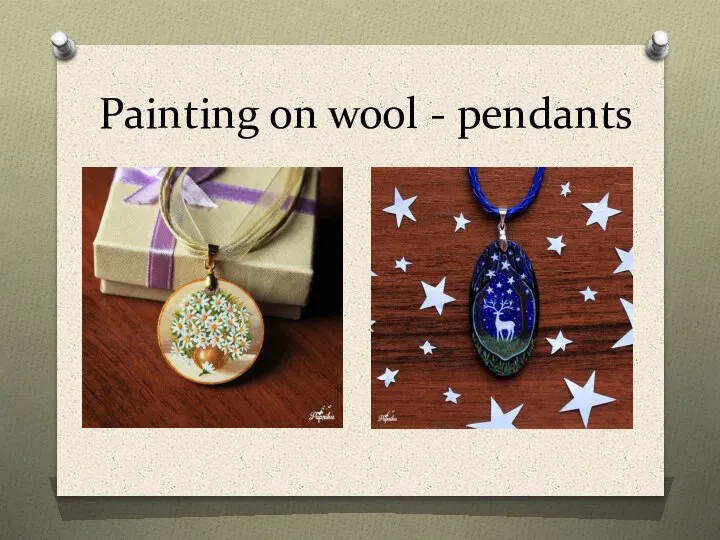 Painting on wool - pendants