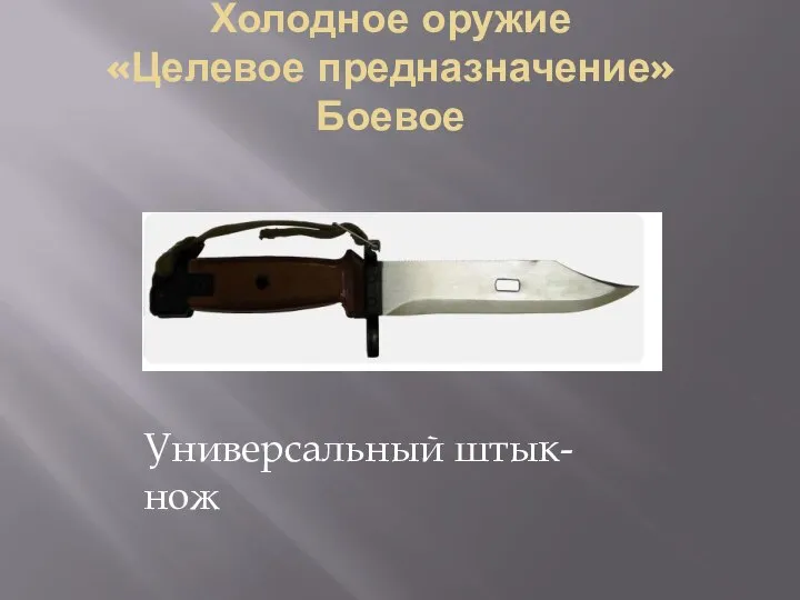 Холодное оружие «Целевое предназначение» Боевое Универсальный штык-нож