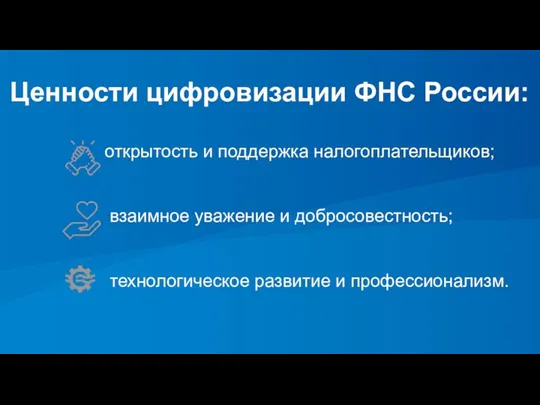 Миссия ФНС России формирование и поддержание высоких стандартов взаимодействия налогоплательщика и государства