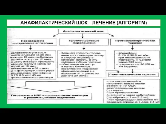 АНАФИЛАКТИЧЕСКИЙ ШОК – ЛЕЧЕНИЕ (АЛГОРИТМ)