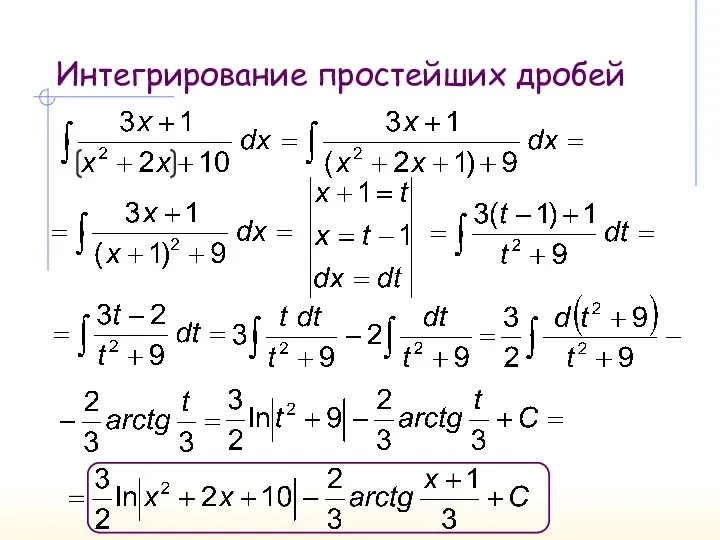 Интегрирование простейших дробей