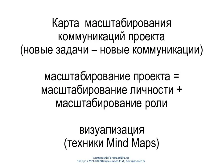 Карта масштабирования коммуникаций проекта (новые задачи – новые коммуникации) масштабирование проекта =