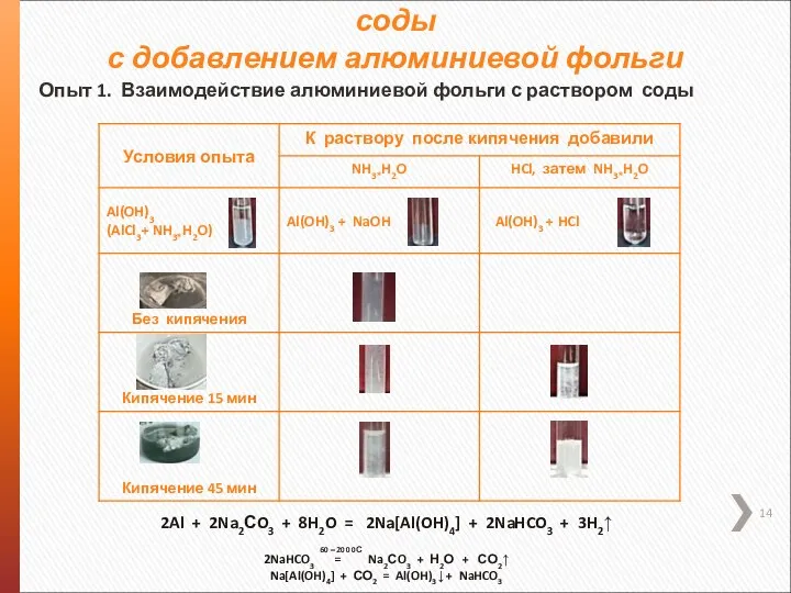 Очистка мельхиора кипячением в растворе соды с добавлением алюминиевой фольги Опыт 1.