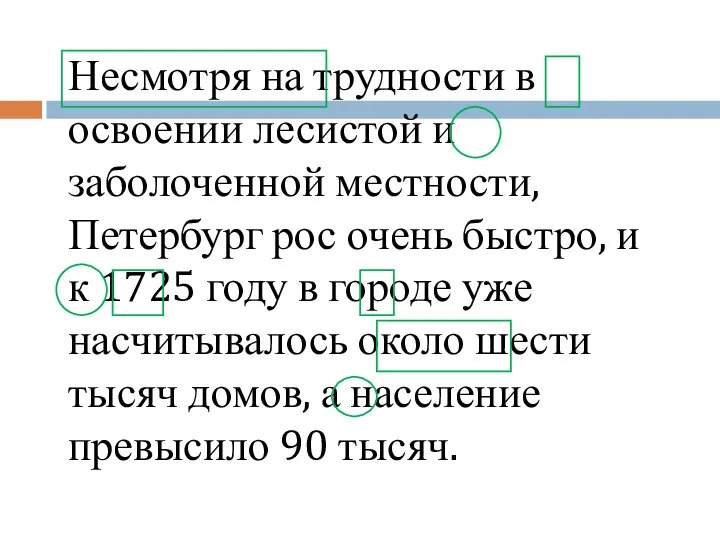 Несмотря на трудности в освоении лесистой и заболоченной местности, Петербург рос очень