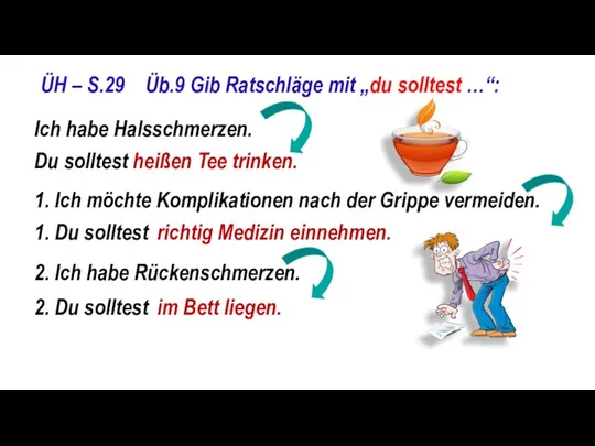 ÜH – S.29 Üb.9 Gib Ratschläge mit „du solltest …“: Ich habe