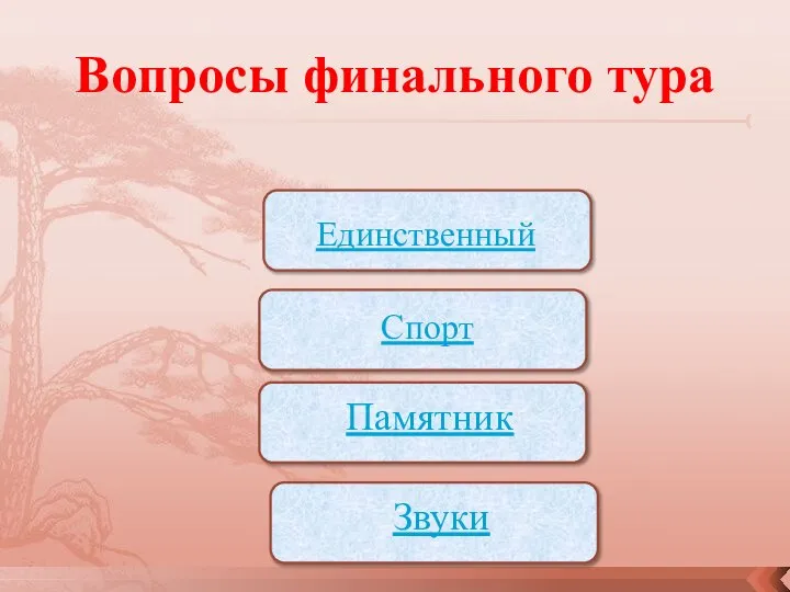 Вопросы финального тура Спорт Единственный Памятник Звуки