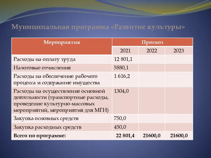 Муниципальная программа «Развитие культуры»