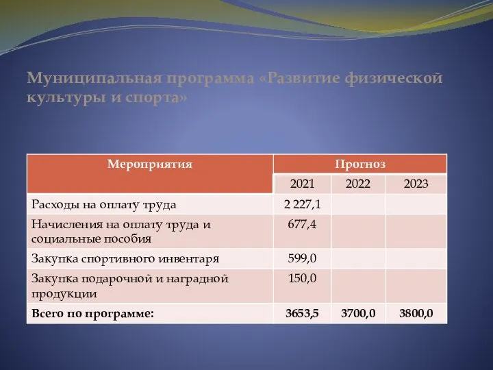 Муниципальная программа «Развитие физической культуры и спорта»