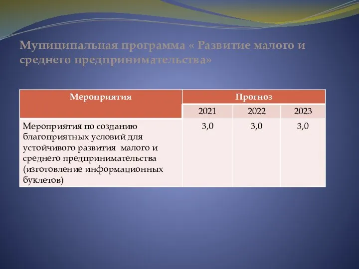 Муниципальная программа « Развитие малого и среднего предпринимательства»