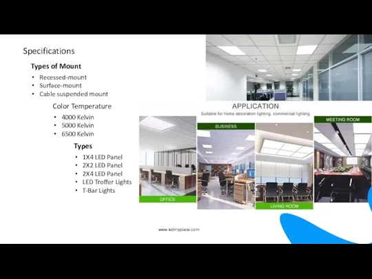 Specifications Types of Mount Recessed-mount Surface-mount Cable suspended mount Color Temperature 4000