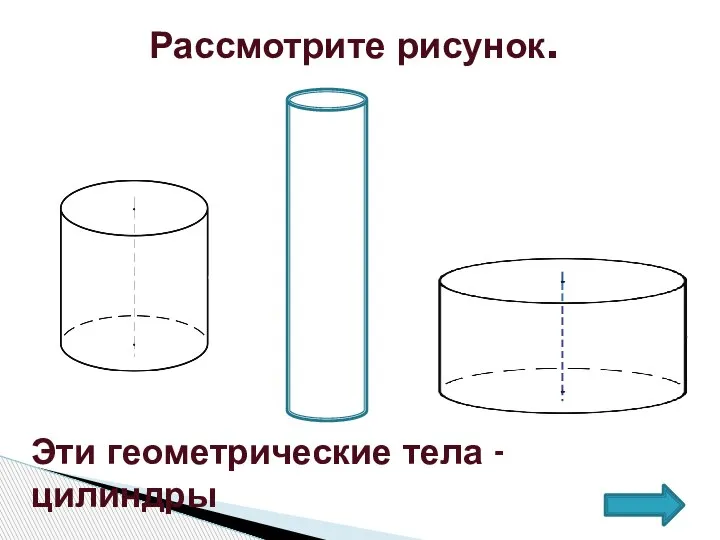 Рассмотрите рисунок. Эти геометрические тела - цилиндры