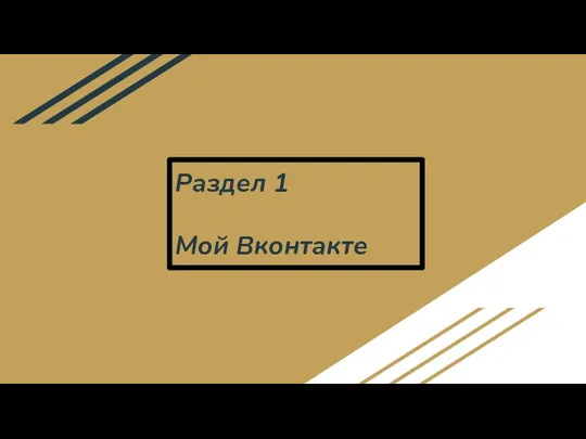 Раздел 1 Мой Вконтакте