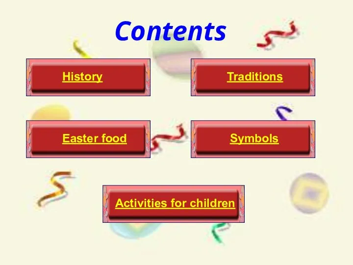Contents History Traditions Symbols Easter food Activities for children