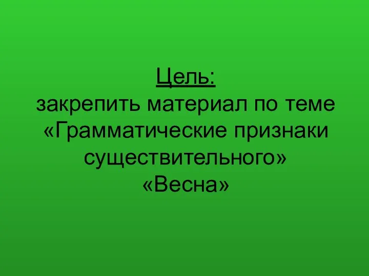 Цель: закрепить материал по теме «Грамматические признаки существительного» «Весна»