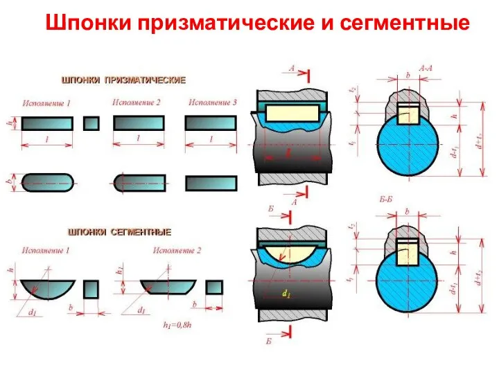 Шпонки призматические и сегментные