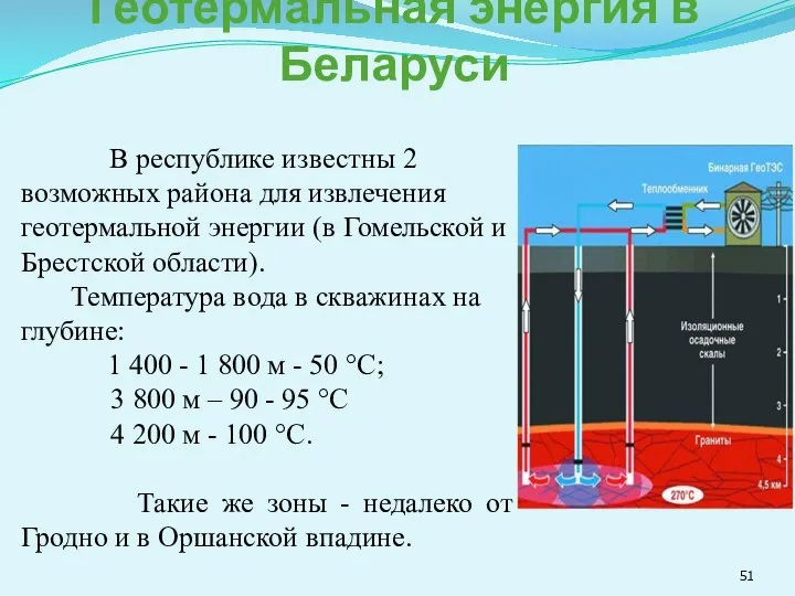 Геотермальная энергия в Беларуси В республике известны 2 возможных района для извлечения