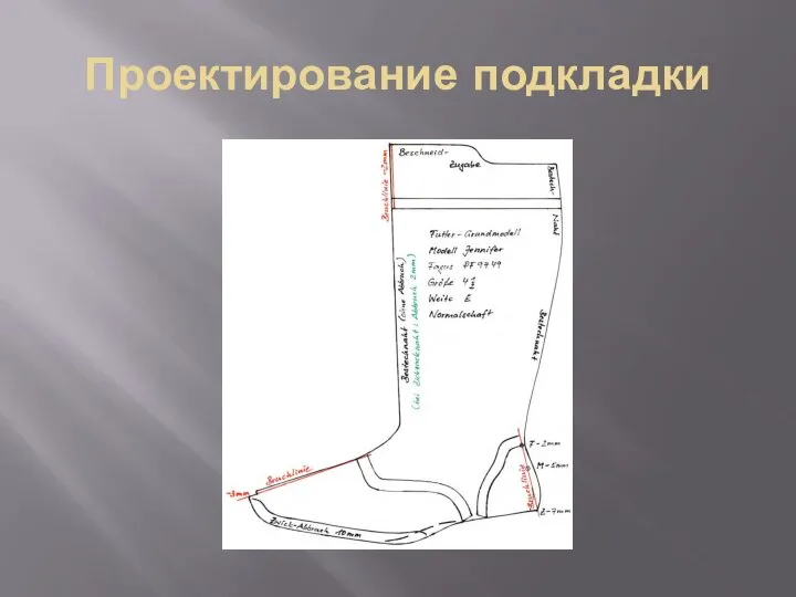 Проектирование подкладки