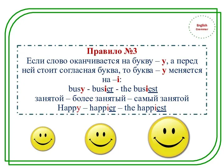 English Grammar Правило №3 Если слово оканчивается на букву – у, а