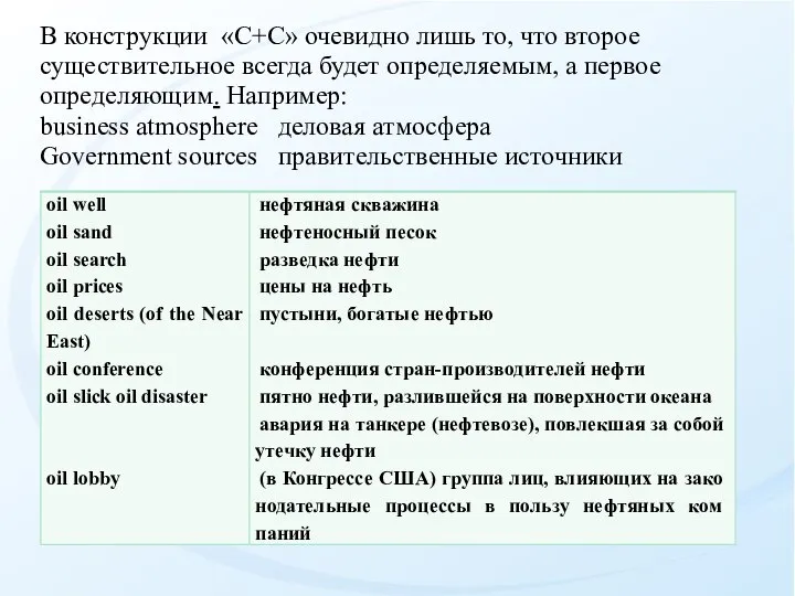 В конструкции «С+С» оче­видно лишь то, что второе существительное всегда будет определяемым,