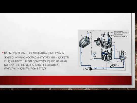 КАРБЮРАТОРЛЫ ҚОЗҒАЛТҚЫШТАРДЫҢ ТҰТАНУ ЖҮЙЕСІ ЖҰМЫС ҚОСПАСЫН ТҰТАТУ ҮШІН ҚАЖЕТТІ ҰШҚЫН АЛУ ҮШІН