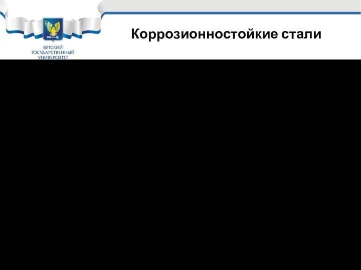 Коррозионностойкие стали Следующий элемент коррозионностойкого легирования –Си (медь) Медь вводится в нержавеющие