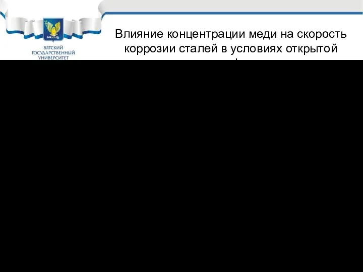 Влияние концентрации меди на скорость коррозии сталей в условиях открытой атмосферы Примеры