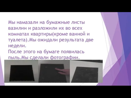 Мы намазали на бумажные листы вазилин и разложили их во всех комнатах