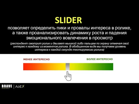 SLIDER позволяет определить пики и провалы интереса в ролике, а также проанализировать