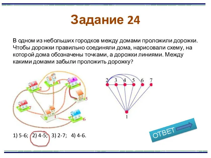 В одном из небольших городков между домами проложили дорожки. Чтобы дорожки правильно