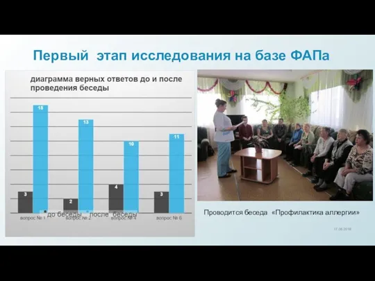 Первый этап исследования на базе ФАПа Проводится беседа «Профилактика аллергии» 17.06.2018