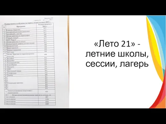 «Лето 21» - летние школы, сессии, лагерь