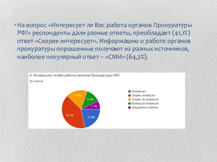 На вопрос «Интересует ли Вас работа органов Прокуратуры РФ?» респонденты дали разные