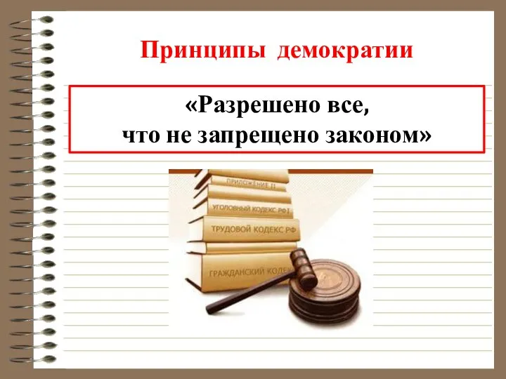 Принципы демократии «Разрешено все, что не запрещено законом»