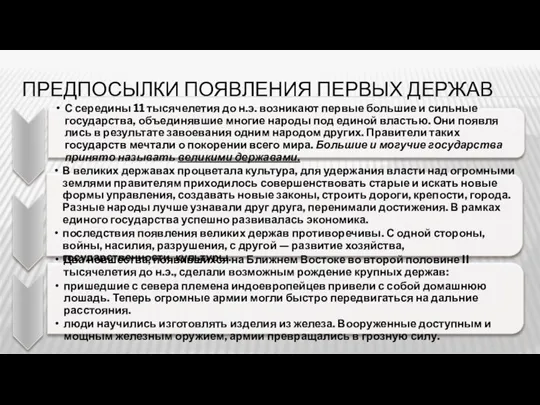 ПРЕДПОСЫЛКИ ПОЯВЛЕНИЯ ПЕРВЫХ ДЕРЖАВ