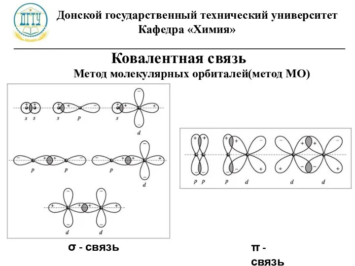 Донской государственный технический университет Кафедра «Химия» ________________________________________________________ σ - связь π -