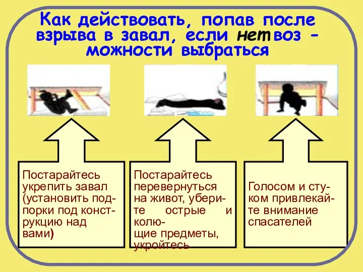Как действовать, попав после взрыва в завал, если нет воз -можности выбраться