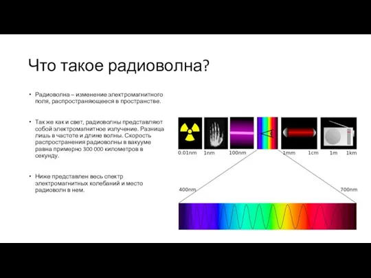 Что такое радиоволна? Радиоволна – изменение электромагнитного поля, распространяющееся в пространстве. Так