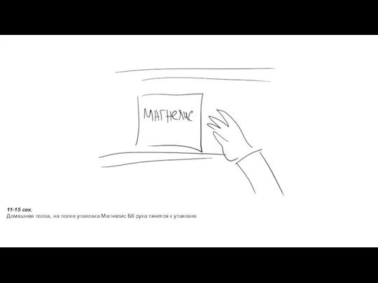 11-15 сек. Домашняя полка, на полке упаковка Магнелис Б6 рука тянется к упаковке
