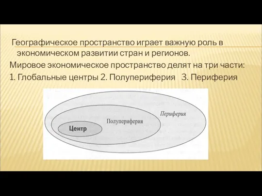 Географическое пространство играет важную роль в экономическом развитии стран и регионов. Мировое